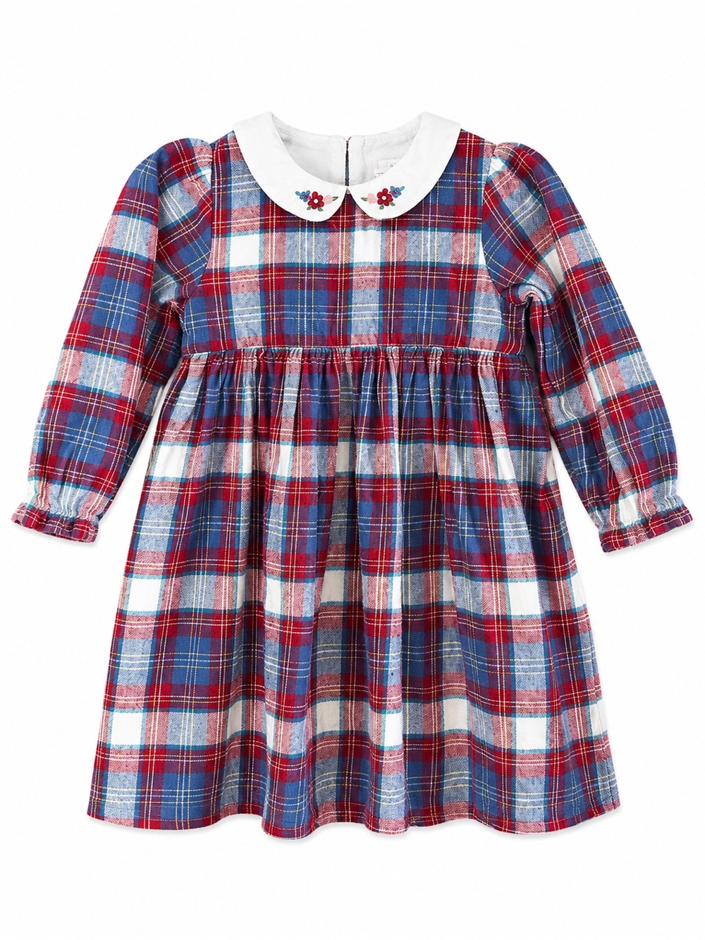 JoJo Maman Bébé 12-18M Tartan Plaid Christmas Peter Pan Collar Dress